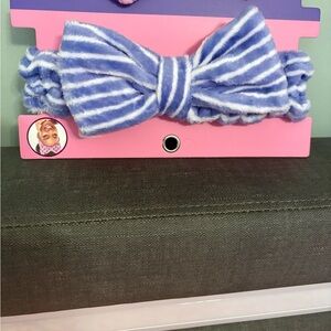 Striped Lavender and White Bow Headband NWT